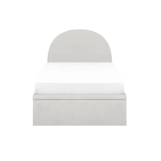 Aspen Single Storage Bed - Ice Grey - 1 - White bed with minimalist design, soft bedding, modern headboard, neutral color