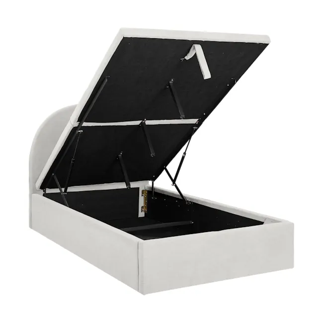 Aspen Single Storage Bed - Ice Grey - 5 - Foldable music stand, minimalist design, black fabric cover, white interior
