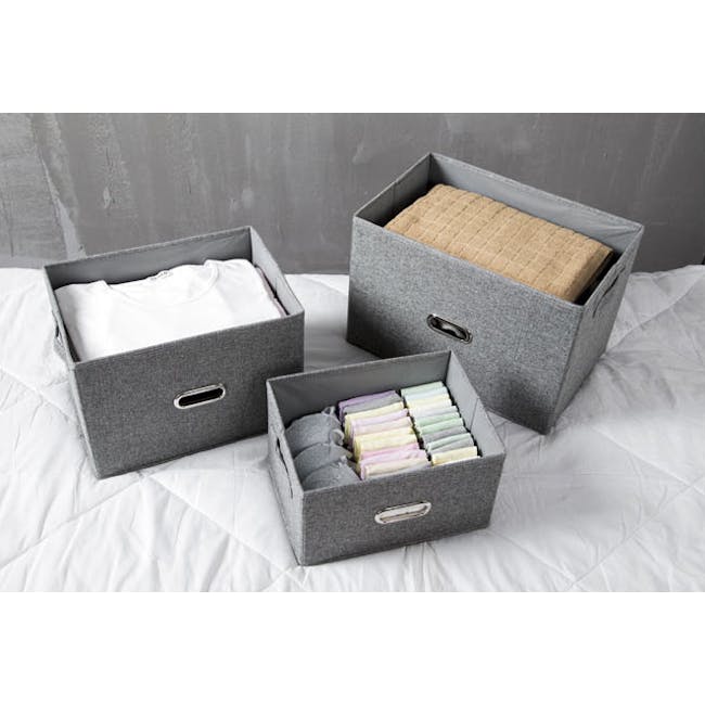 Leonard Fabric Storage Box - Slate - Large - 1