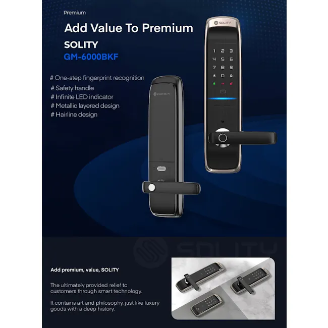 Solity Lever Handle Door LockGM-6000BKF - Black - 5 - # Smart technology, , # Art and philosophy, # Luxury goods, # One-step