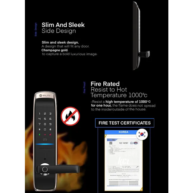 Solity Lever Handle Door LockGM-6000BKF - Black - 10 - Slim and sleek side design, slim and sleek design, design that will