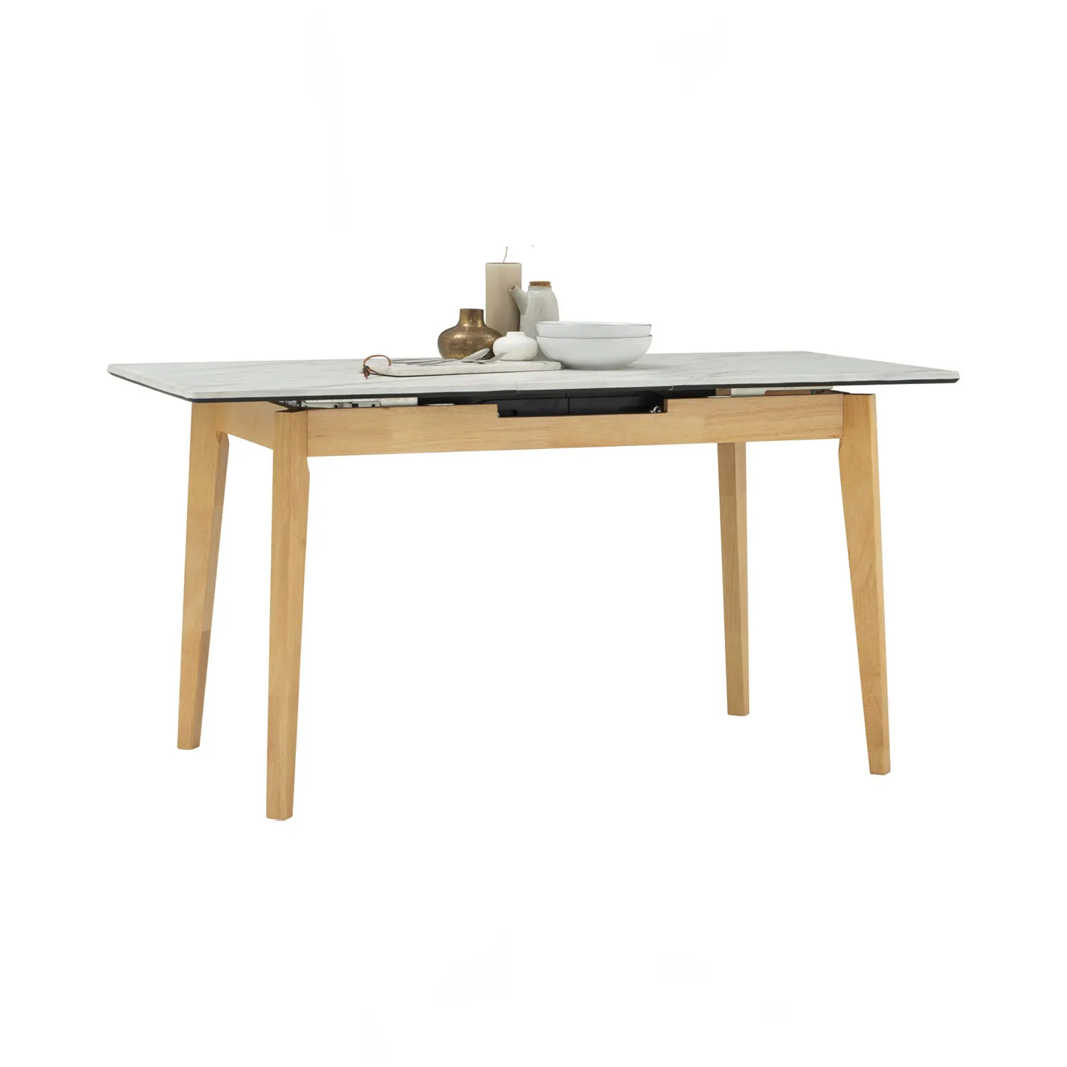 (As-is) Finna Extendable Dining Table 1.2m-1.5m - Oak, White Marble (Smart Top™) - 1 - 33