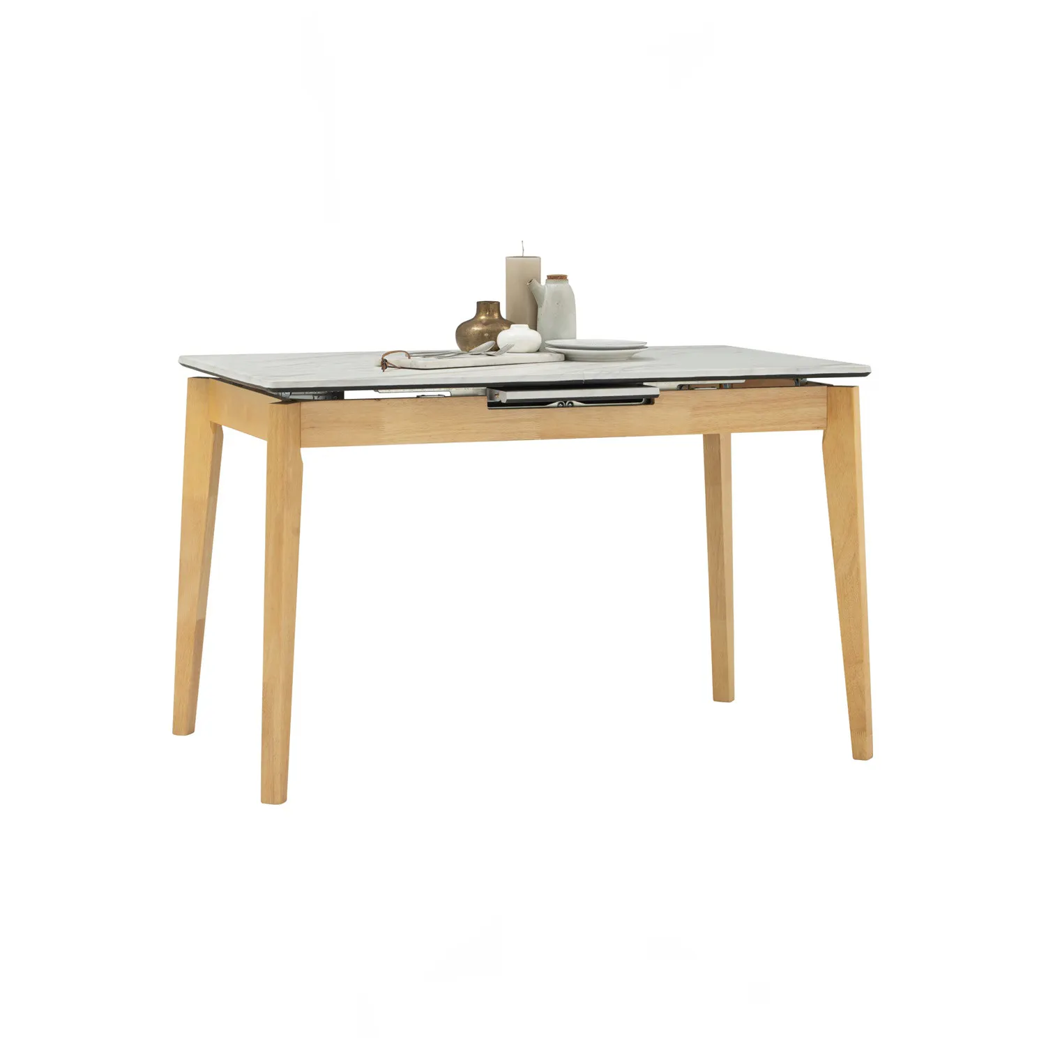 (As-is) Finna Extendable Dining Table 1.2m-1.5m - Oak, White Marble (Smart Top™) - 1 - 40
