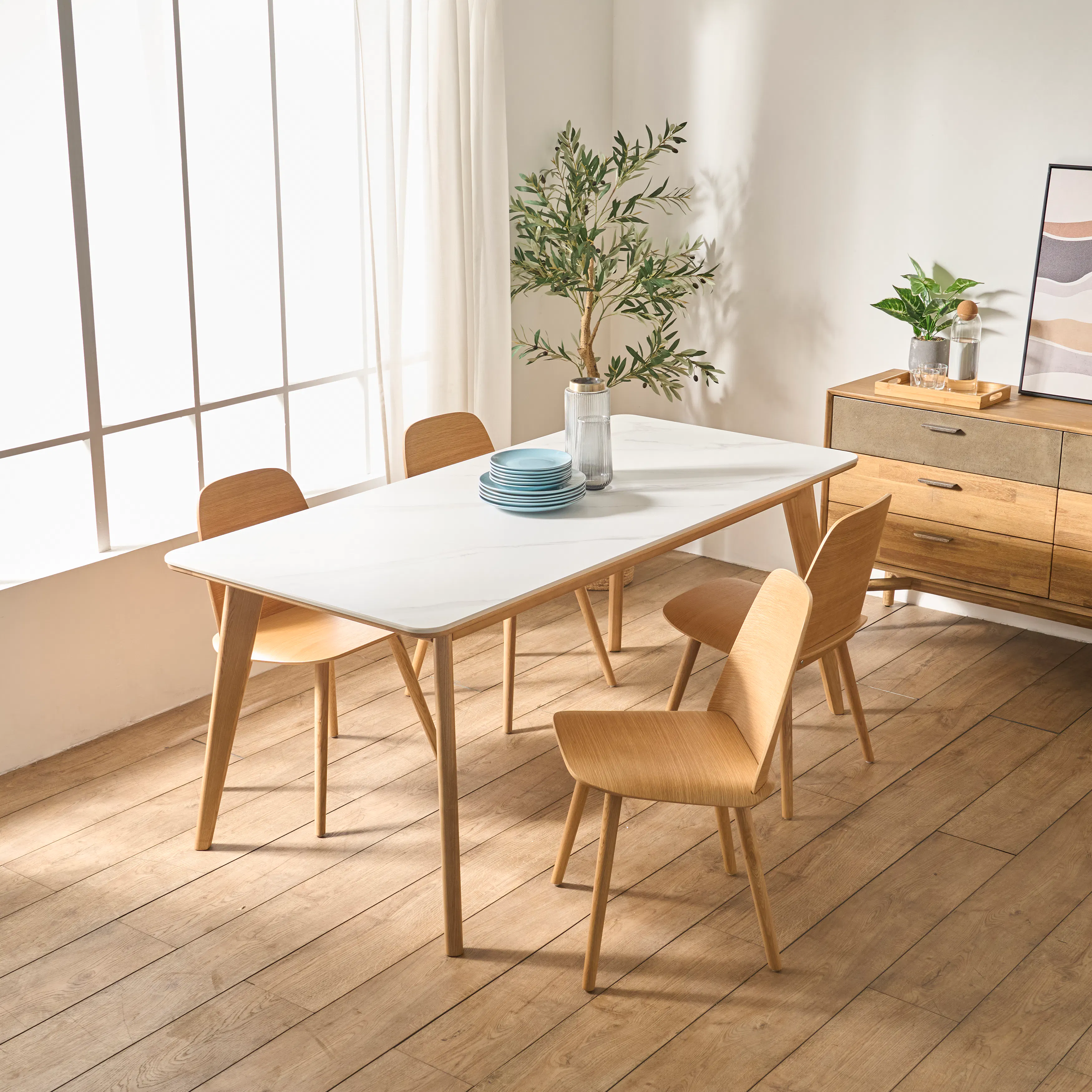 Nellie Dining Table 1.4m - Oak (Sintered Stone) - 33