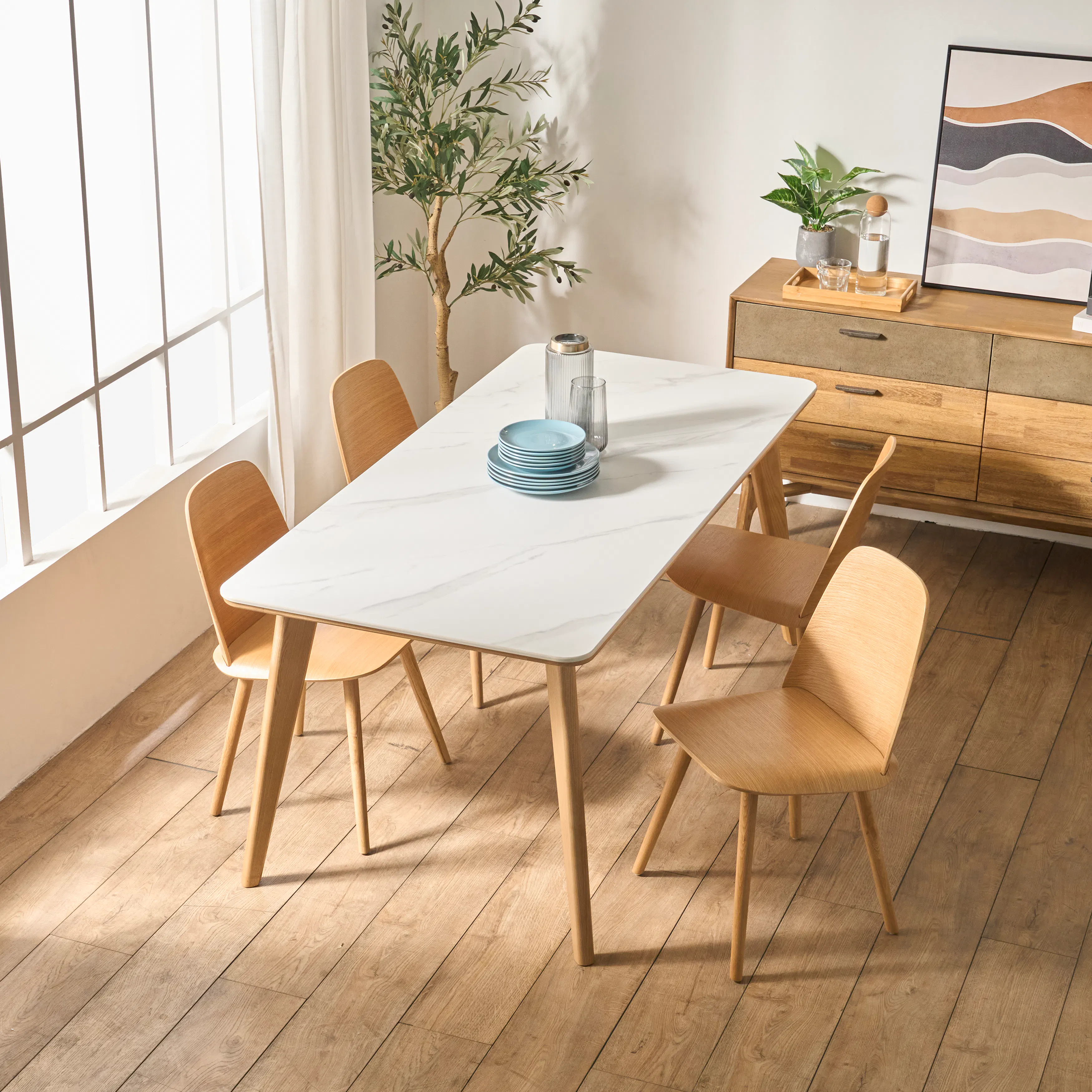 Nellie Dining Table 1.4m - Oak (Sintered Stone) - 32