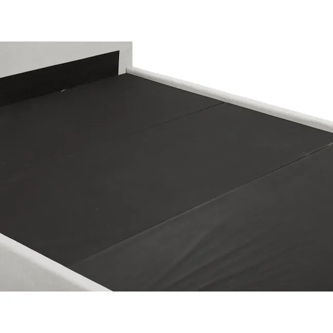 Aspen King Bed - Cloud White - 4 - Black exercise mat on white wall, Black exercise mat against gray wall, Black exercise