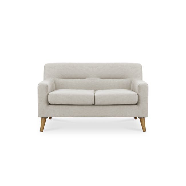 Damien 2 Seater Sofa - Sandstorm (Scratch Resistant) - 1 - Cream upholstered sofa, light beige fabric, wooden legs