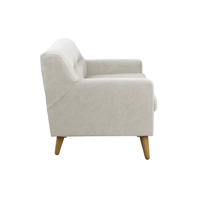 Damien 2 Seater Sofa - Sandstorm (Scratch Resistant) - 7 - Cream upholstered armchair, light beige fabric, soft cushions