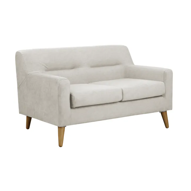 Damien 2 Seater Sofa with Damien Armchair - Sandstorm (Scratch Resistant Fabric) - 4 - Cream upholstered sofa, light beige
