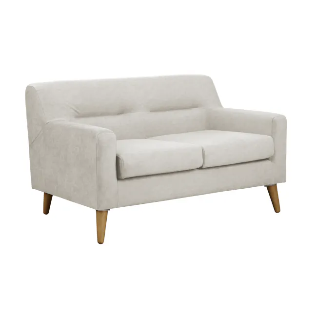 Damien 2 Seater Sofa with Damien Armchair - Sandstorm (Scratch Resistant Fabric) - 4 - Cream upholstered sofa, light beige