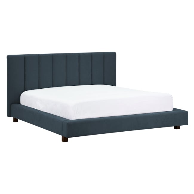 Elliot Queen Bed in Midnight with 2 Lewis Bedside Tables in Black, Oak - 4