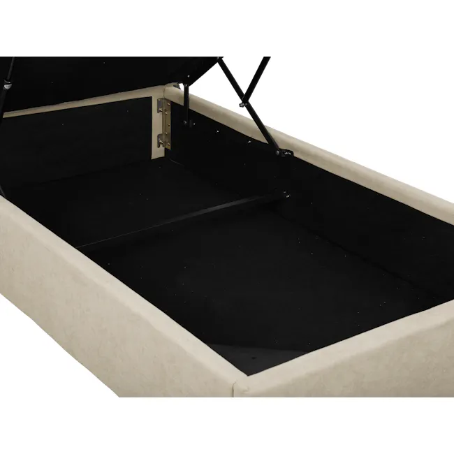 Aspen Single Storage Bed - Acru - 11 - Foldable storage unit, black interior, beige exterior, metal frame, sturdy