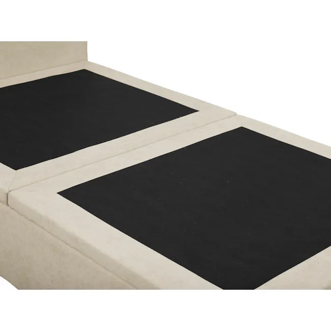 Aspen Single Storage Bed - Acru - 12 - Two rectangular cushions with black fabric on beige sofa, Interior design featuring