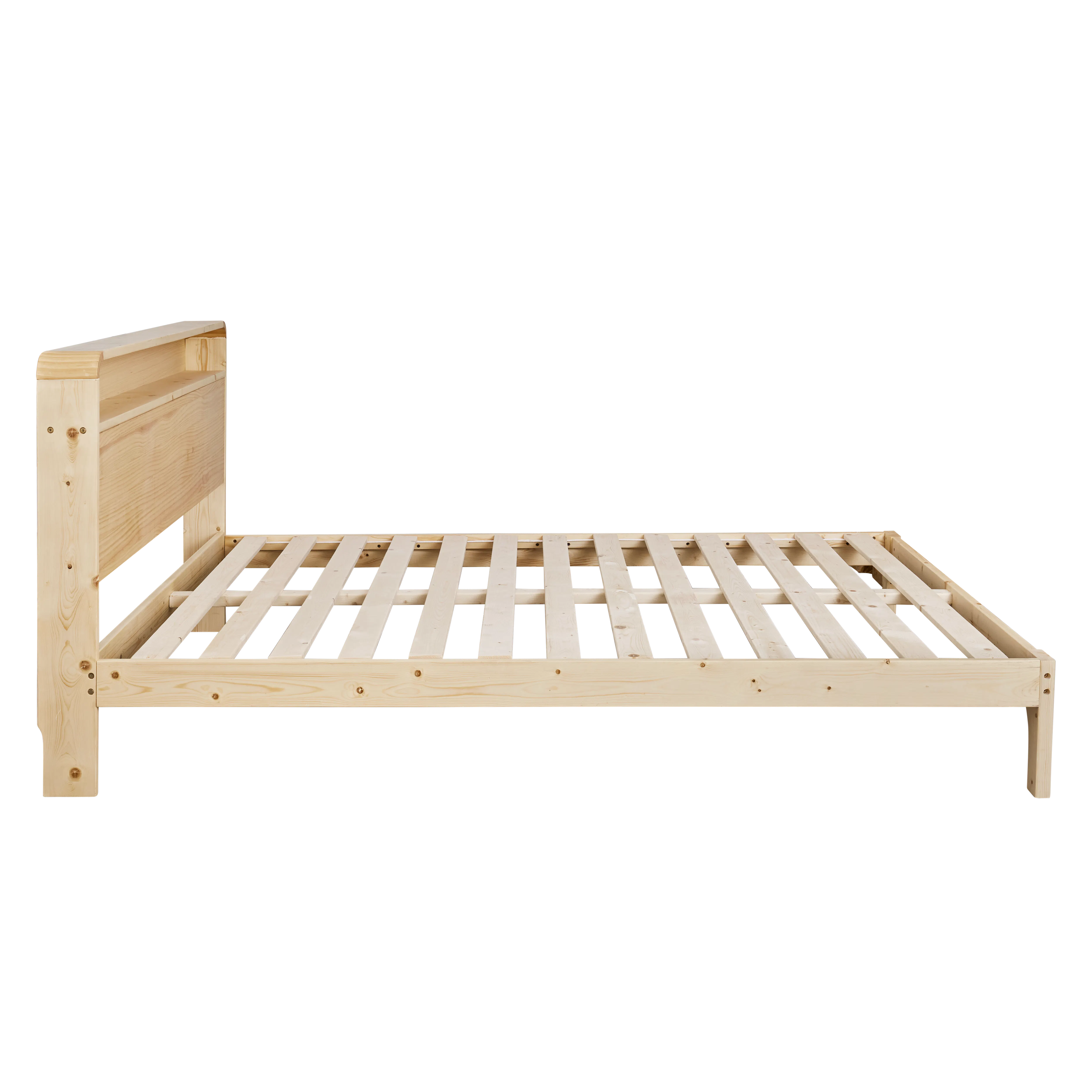 Aiko Queen Wooden Bed - 9 - Wooden bunk bed, minimalist design, natural wood finish, simple structure, sturdy construction