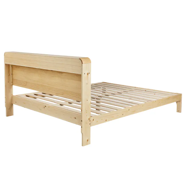Aiko Queen Wooden Bed - 10 - Wooden bed frame, light wooden bed, wooden slats, wooden bed frame design, wooden bed frame