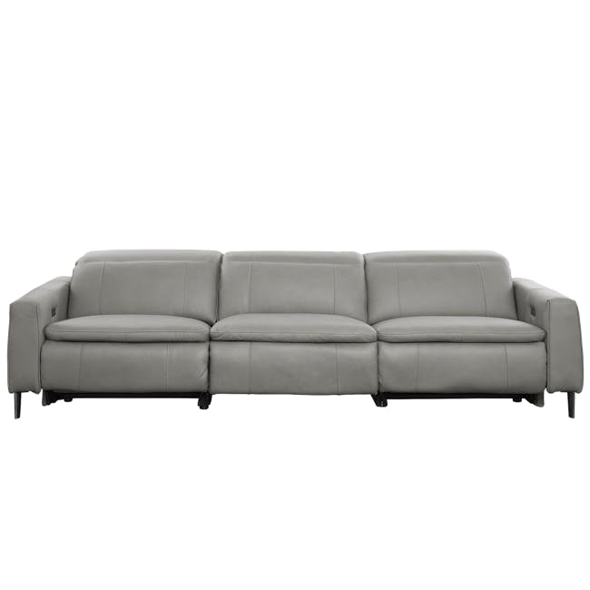 Clyde 4 Seater Power Recliner Sofa - Warm Grey (Top Grain Leather) - Zero Wall - 22