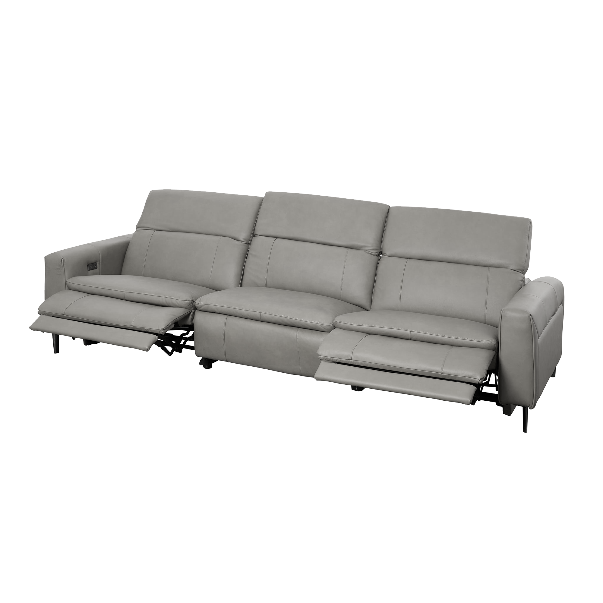 Clyde 4 Seater Power Recliner Sofa - Warm Grey (Top Grain Leather) - Zero Wall