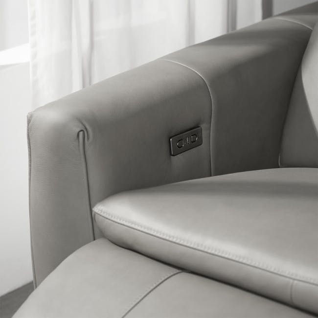 Clyde 4 Seater Power Recliner Sofa - Warm Grey (Top Grain Leather) - Zero Wall - 13