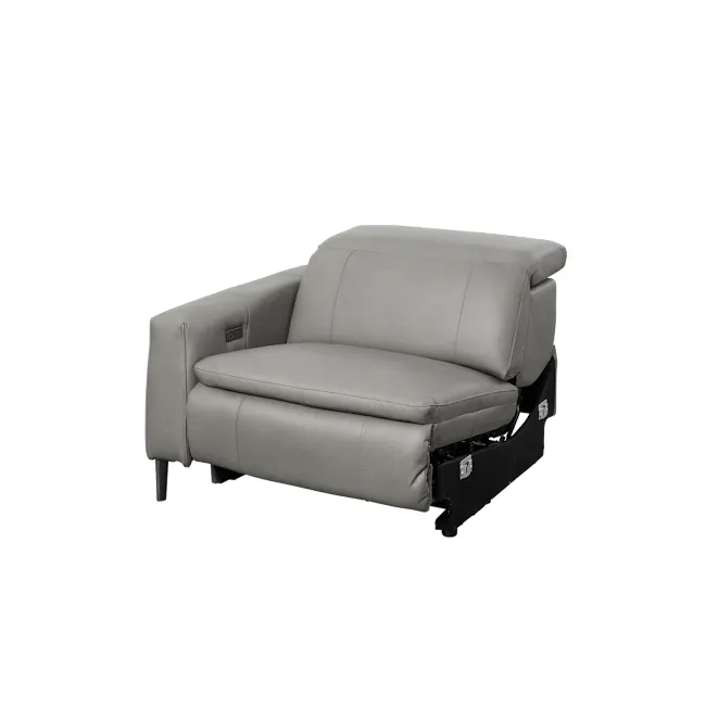 Clyde Right Arm Power Recliner Unit - Warm Grey (Top Grain Leather) - 27
