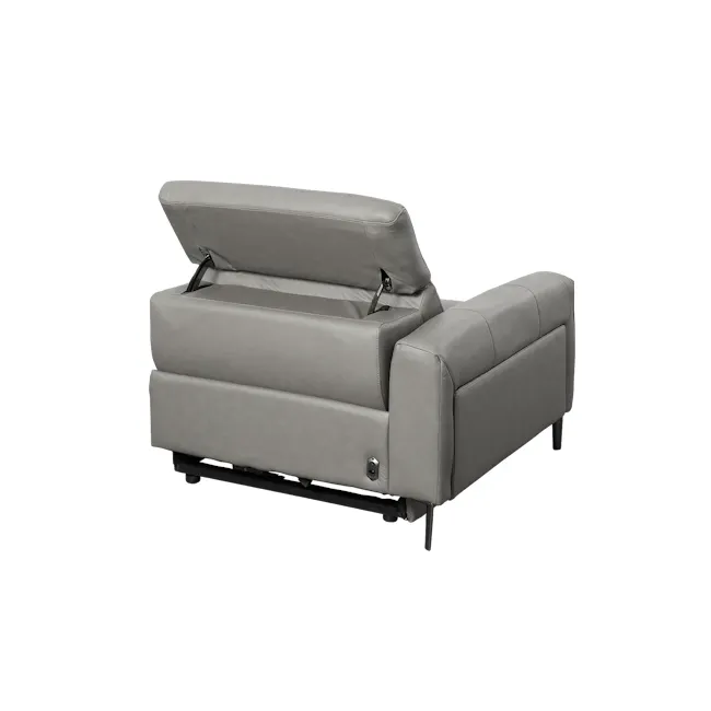 Clyde Right Arm Power Recliner Unit - Warm Grey (Top Grain Leather) - 29
