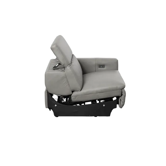Clyde Right Arm Power Recliner Unit - Warm Grey (Top Grain Leather) - 32