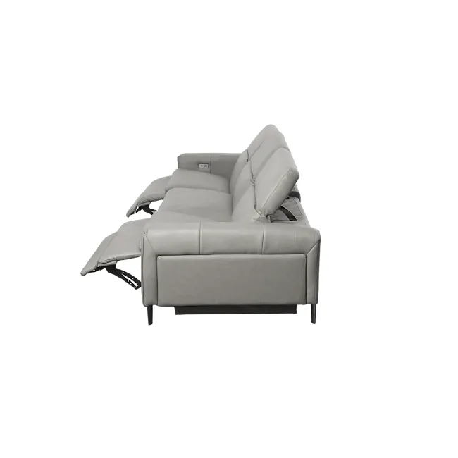 Clyde 3 Seater Power Recliner Sofa - Warm Grey (Top Grain Leather) - Zero Wall - 24