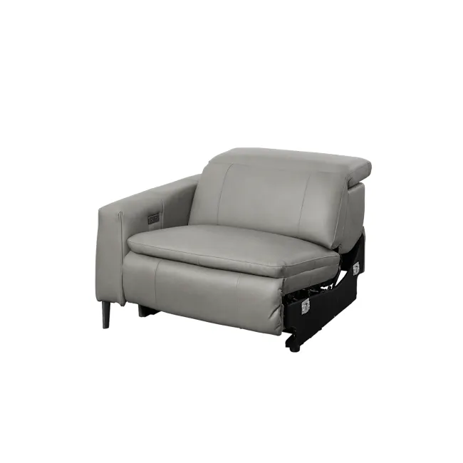 Clyde 3 Seater Power Recliner Sofa - Warm Grey (Top Grain Leather) - Zero Wall - 29