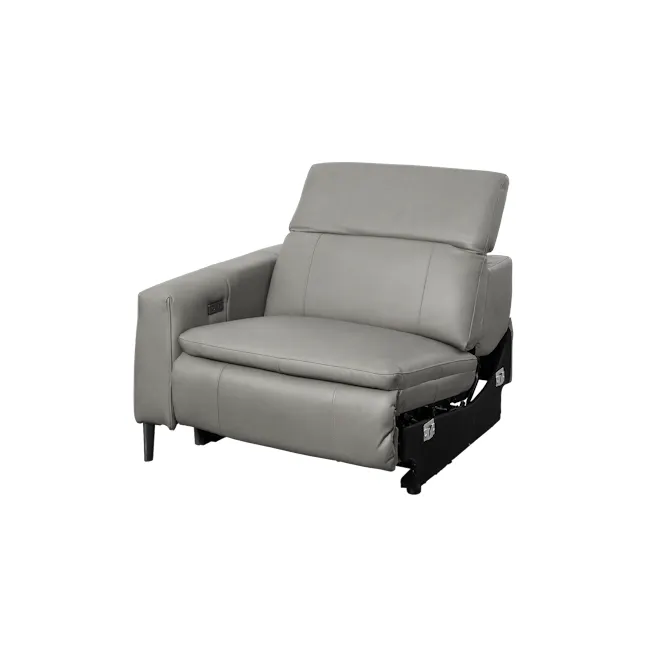 Clyde 3 Seater Power Recliner Sofa - Warm Grey (Top Grain Leather) - Zero Wall - 30
