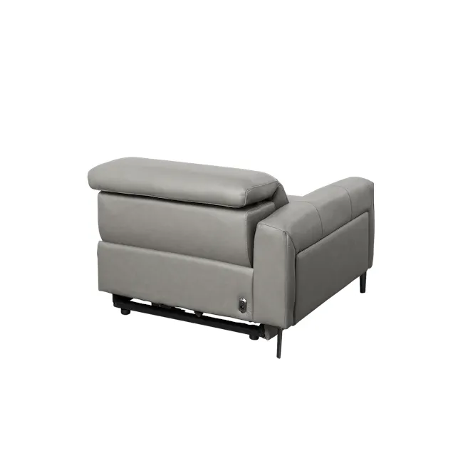 Clyde 3 Seater Power Recliner Sofa - Warm Grey (Top Grain Leather) - Zero Wall - 36