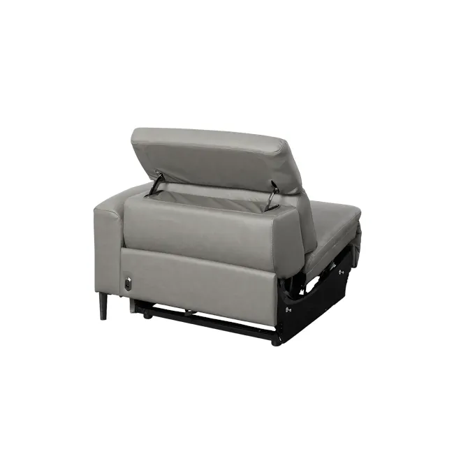 Clyde 3 Seater Power Recliner Sofa - Warm Grey (Top Grain Leather) - Zero Wall - 37