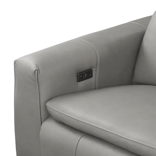 Clyde 3 Seater Power Recliner Sofa - Warm Grey (Top Grain Leather) - Zero Wall - 11