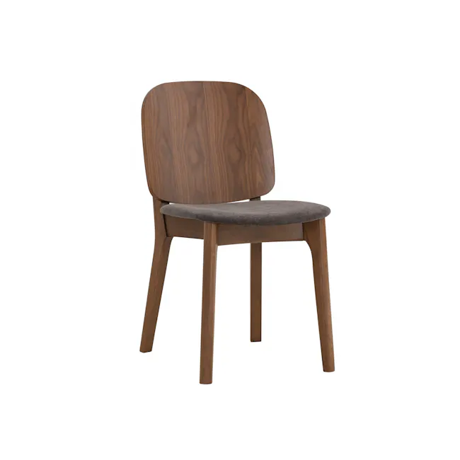 Cora Dining Chair - Walnut, Grey - 1