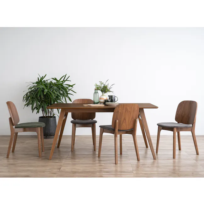 Cora Dining Chair - Walnut, Grey - 2