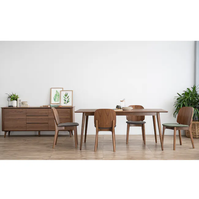 Cora Dining Chair - Walnut, Grey - 3