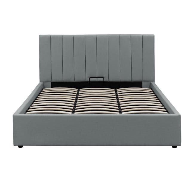 Audrey King Storage Bed in Seal Grey (Velvet) with 2 Leland Twin Drawer Bedside Tables - 2