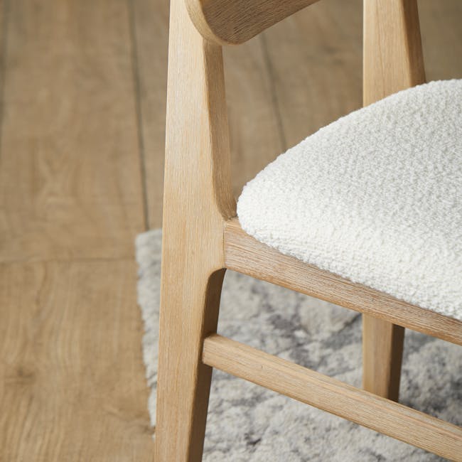 Catania Dining Table 2m with Catania Cushioned Bench 1.6m and 2 Catania Dining Chairs - 29 - Light wooden chair, textured