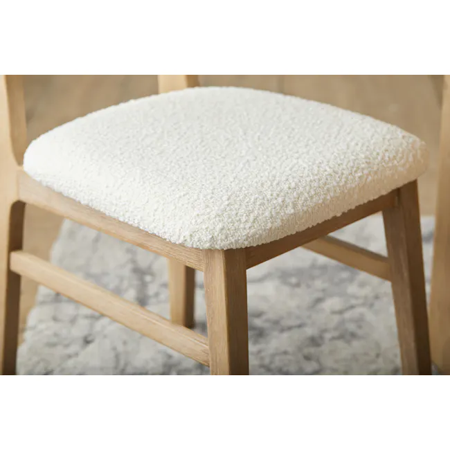 Catania Extendable Dining Table 1.6m-2m with 4 Catania Dining Chairs - 17 - Wooden chair with white cushion, natural wood