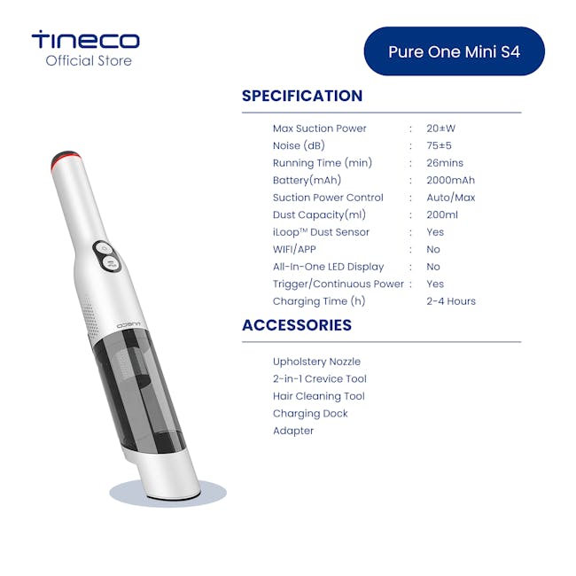 Tineco Pure One Mini S4 Smart Cordless Handheld Vacuum Cleaner - 7