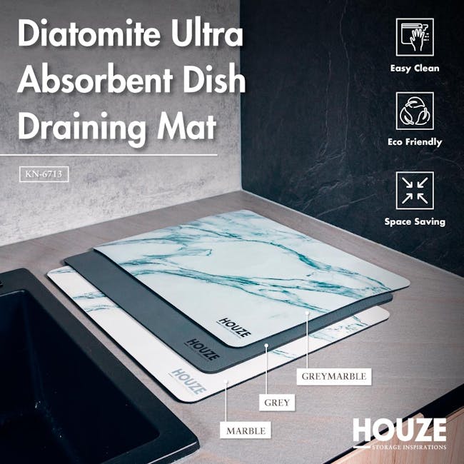 HOUZE Diatomite Ultra Absorbent Dish Draining Mat - Marble - 5