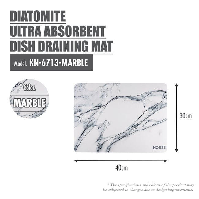 HOUZE Diatomite Ultra Absorbent Dish Draining Mat - Marble - 7