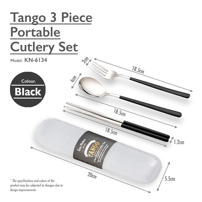 Table Matters Tango 3pc Portable Cutlery Set - Black - 4