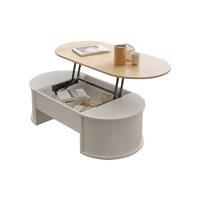 (As-is) Marche Lift-Up Storage Coffee Table 1.2m - Natural, White - 3 - 1