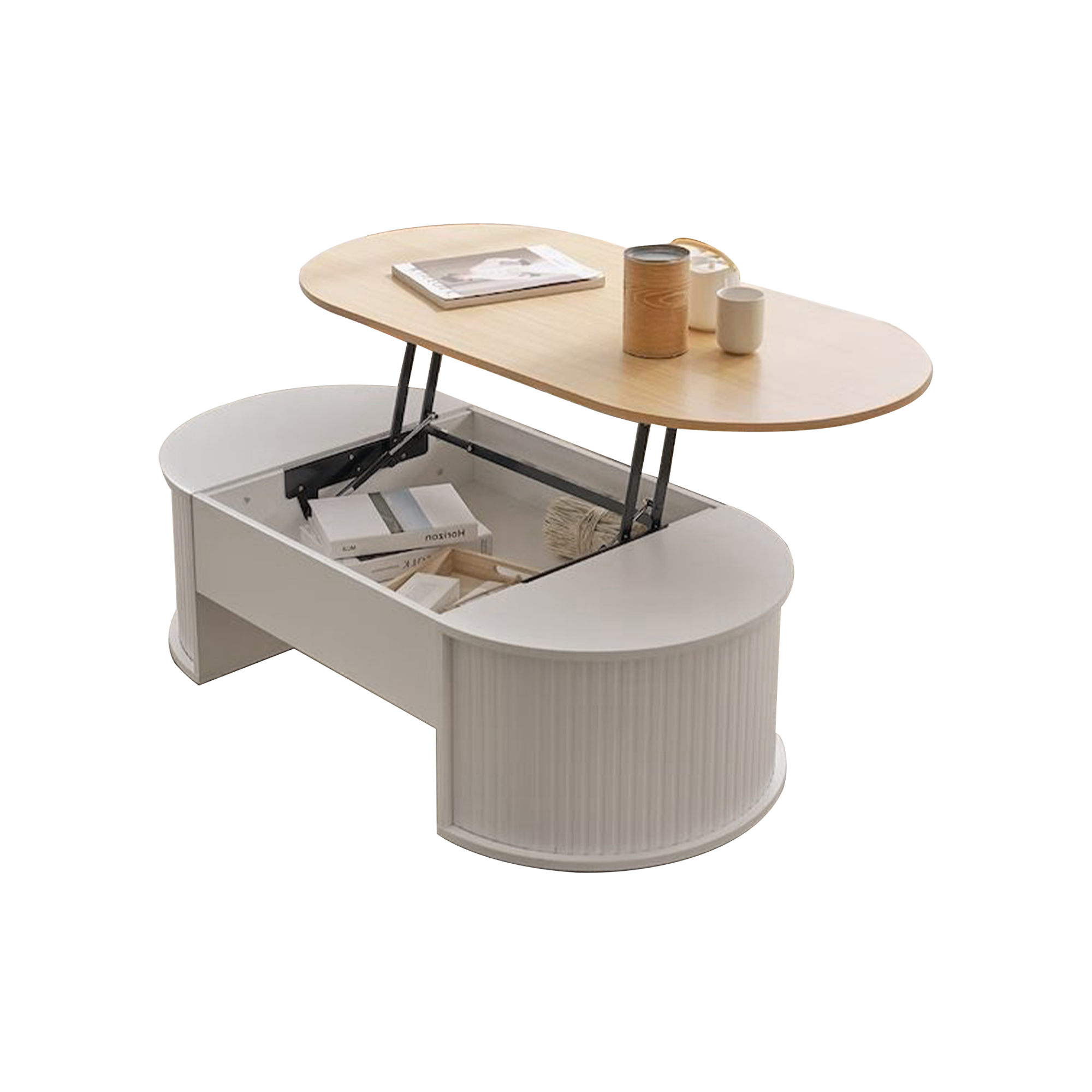 Marche Lift-Up Storage Coffee Table 1.2m - Natural, White