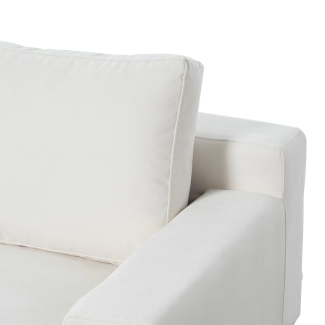Lusa 3 Seater Sofa - Ivory (Pet Friendly) - 56 - White upholstered armchair, minimalist design, soft fabric texture, clean