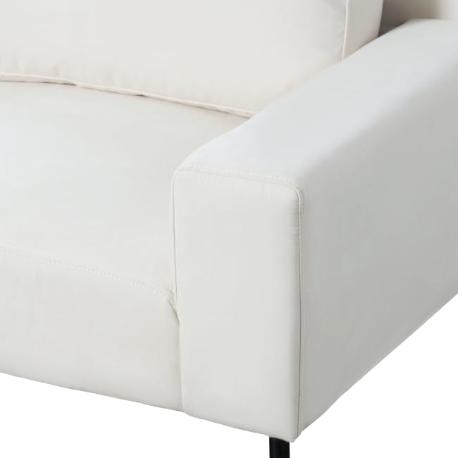 Lusa 3 Seater Sofa - Ivory (Pet Friendly) - 38 - White sofa, minimalist design, clean lines, soft fabric upholstery