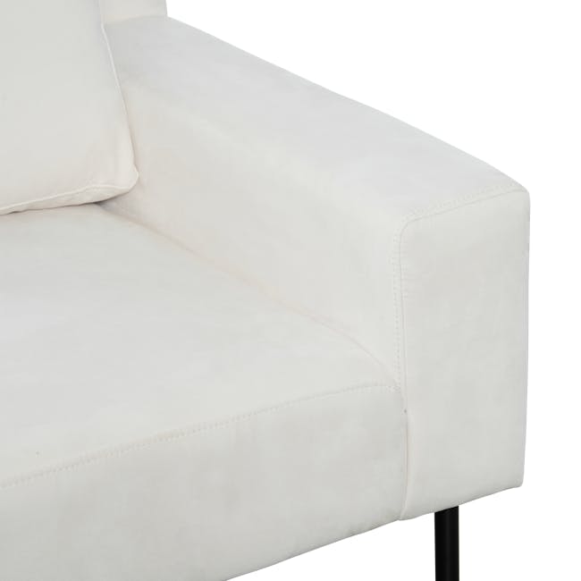 Lusa 3 Seater Sofa - Ivory (Pet Friendly) - 41 - White upholstered sofa, minimalist design, soft fabric texture, clean