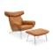 Jareth Lounge Chair with Ottoman - Tan (Genuine Cowhide)