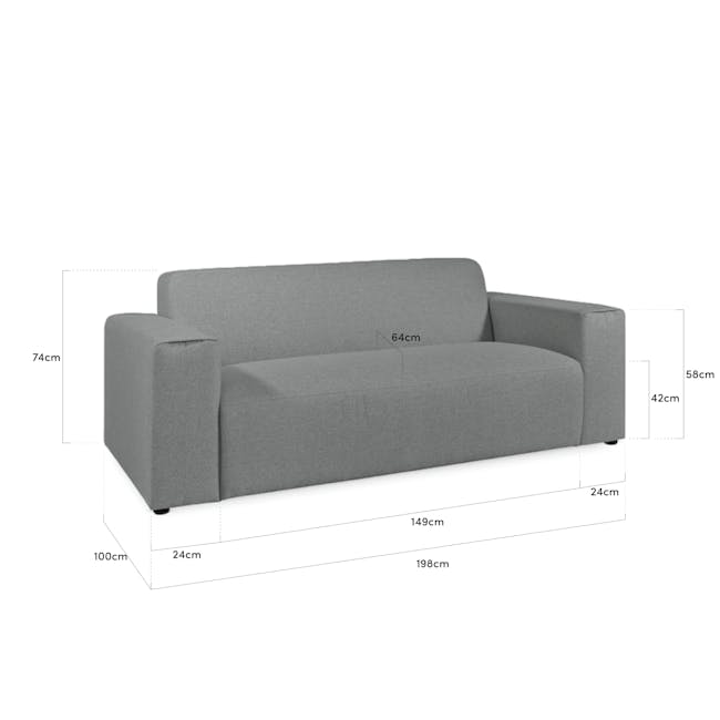 Adam 3 Seater Sofa - Granite - 6