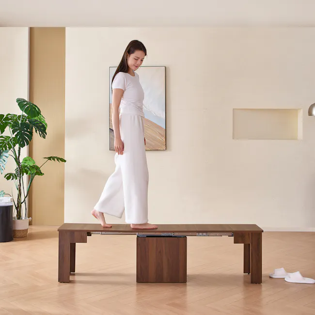 Flexi-Table Extendable Dining Table with Extendable Bench 0.6m-2.8m - Walnut - 5