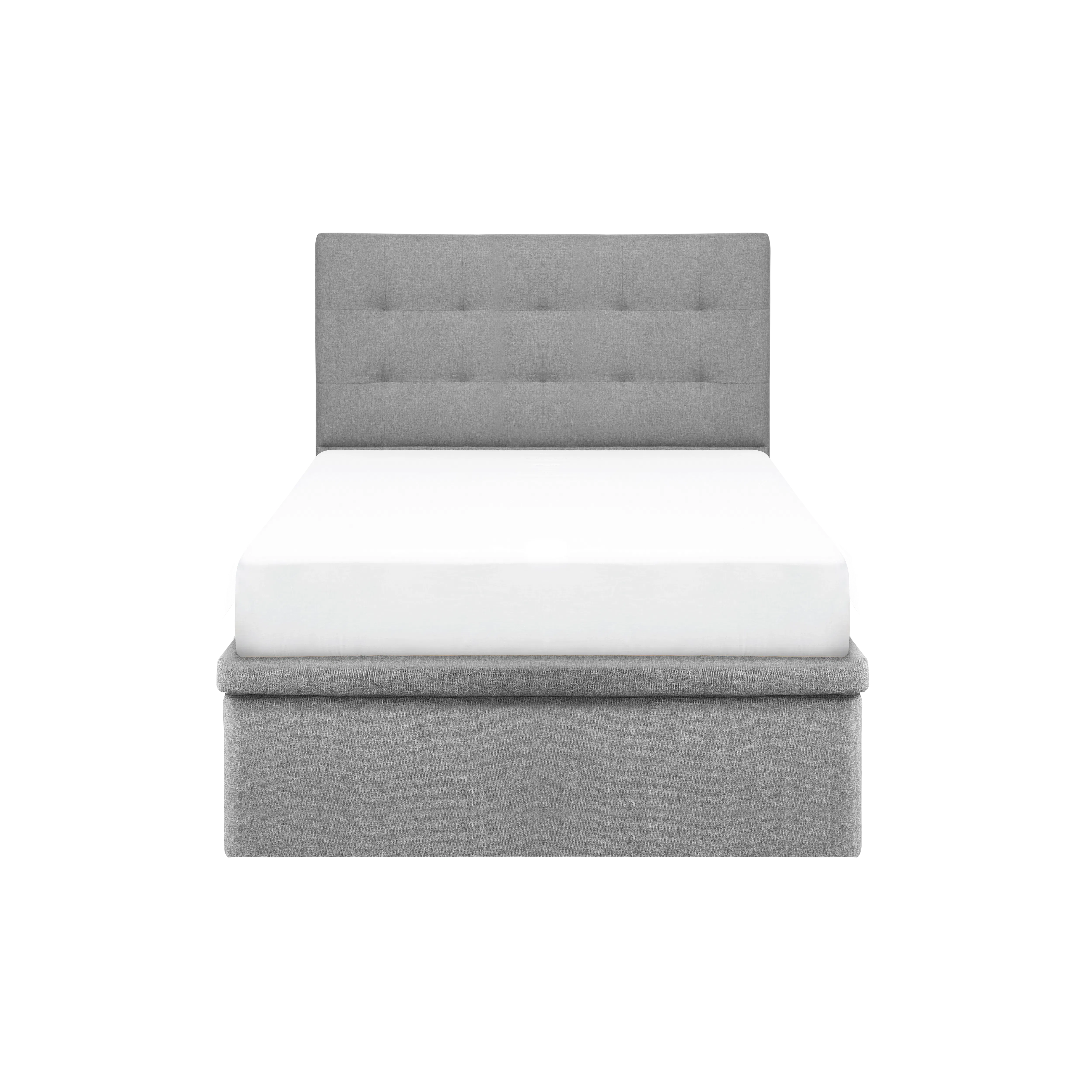 ESSENTIALS Super Single Headboard Storage Bed - Dew (Eco Clean Fabric) - 10 - Modern minimalist bed with gray upholstered